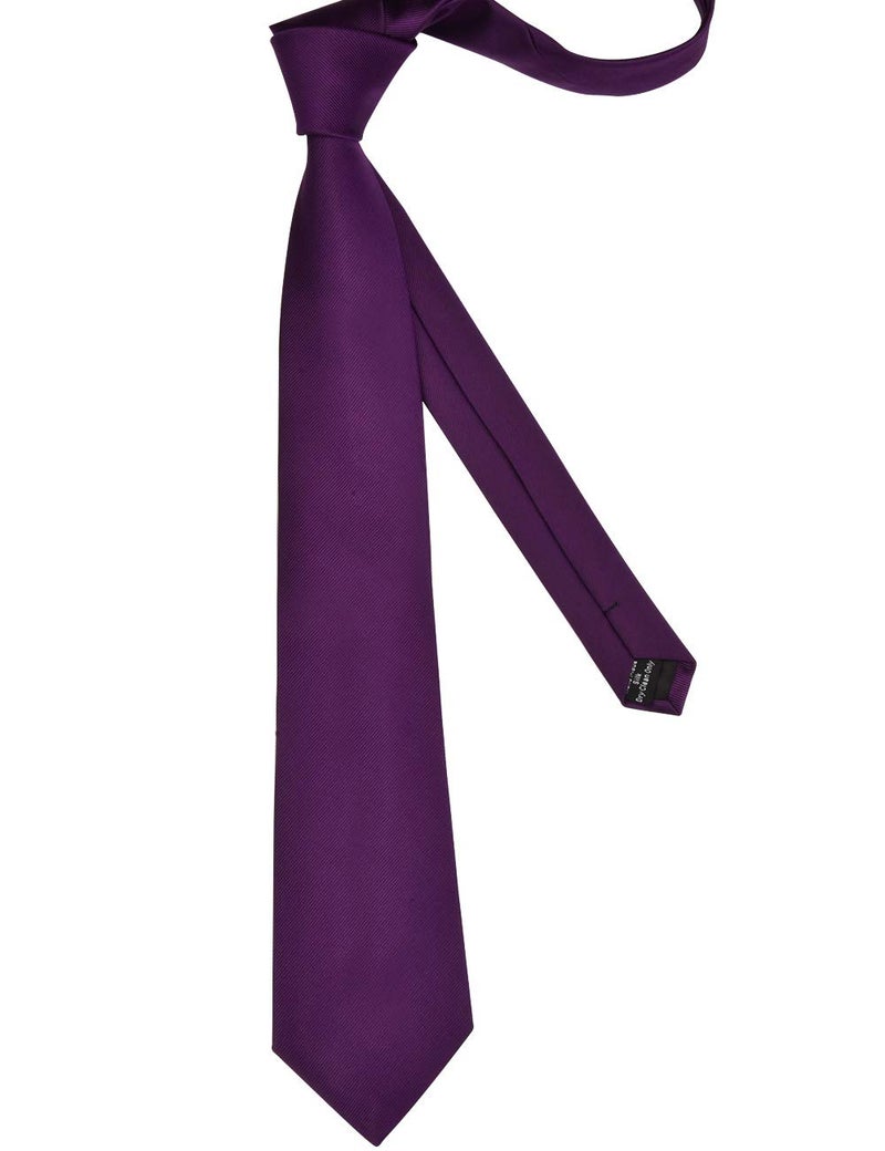 GUSLESON Brand Men's Solid Ties for Men Classic Dark Purple Tie Fashion Necktie (0791-04) - Image 3